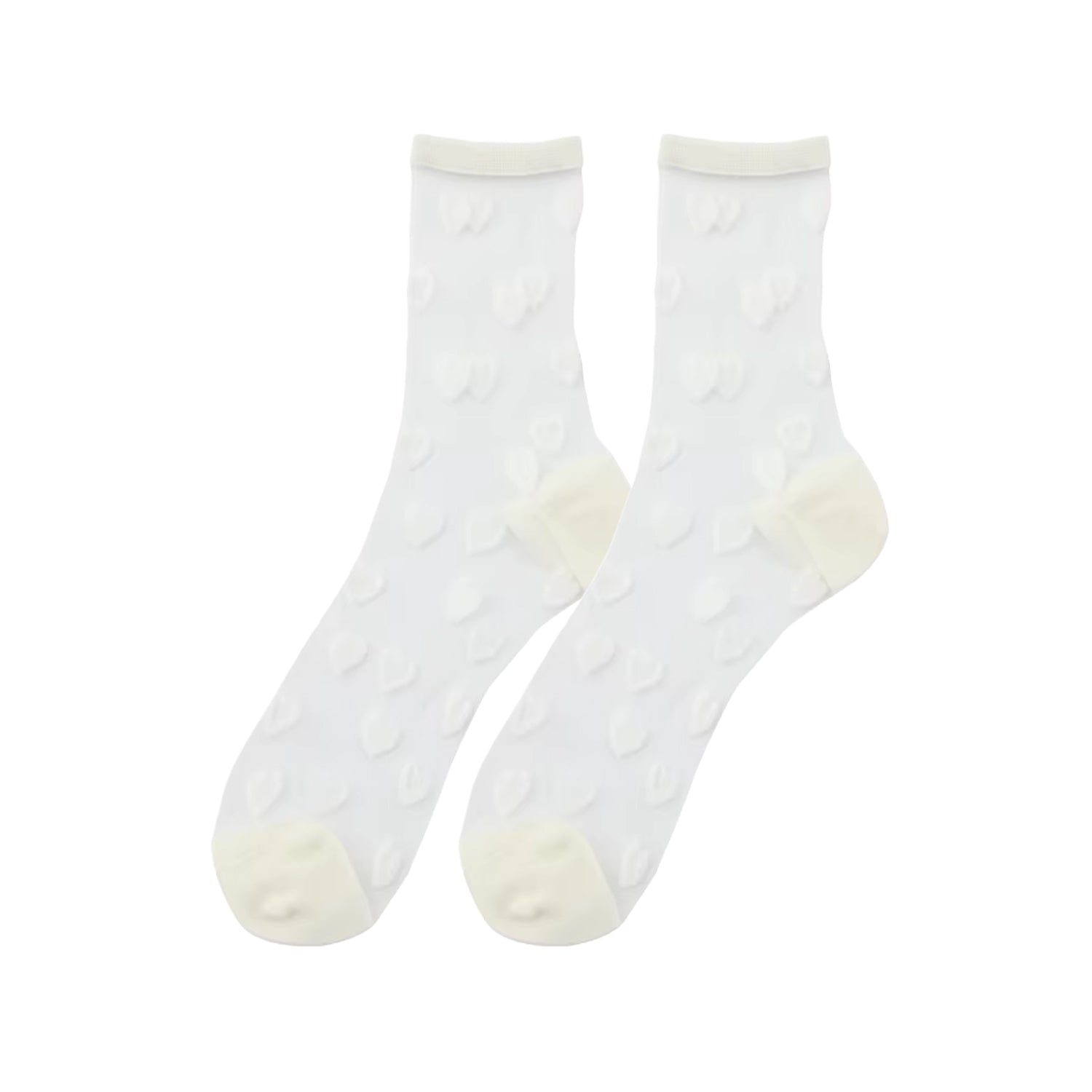FLOOF Sheer Heart Sock in White