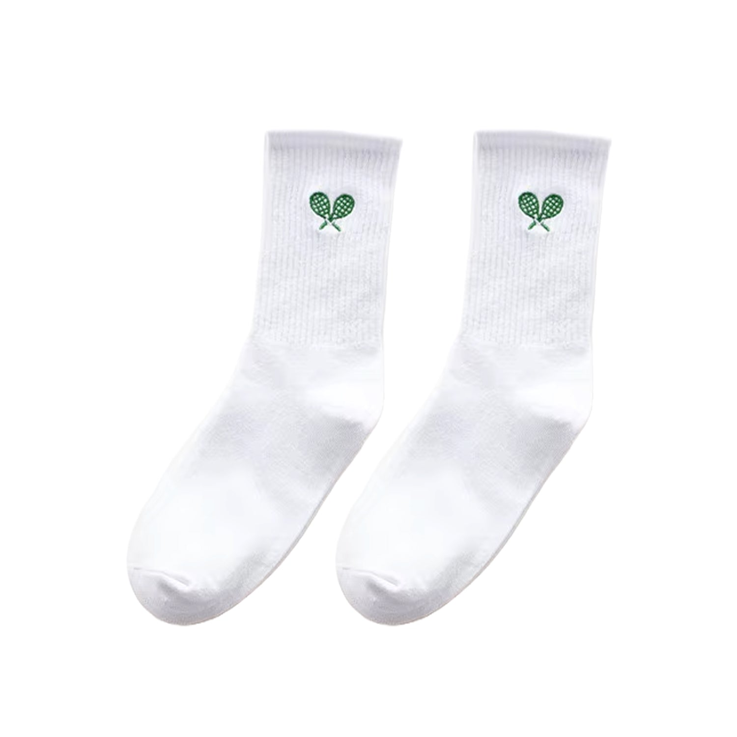 FLOOF Tennis Crew Sock in White w Racket