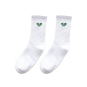 FLOOF Tennis Crew Sock in White w Racket