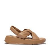 Sandales Fitflop F-Mode pour femme, bride arrière en cuir à nœud, couleur fauve classique