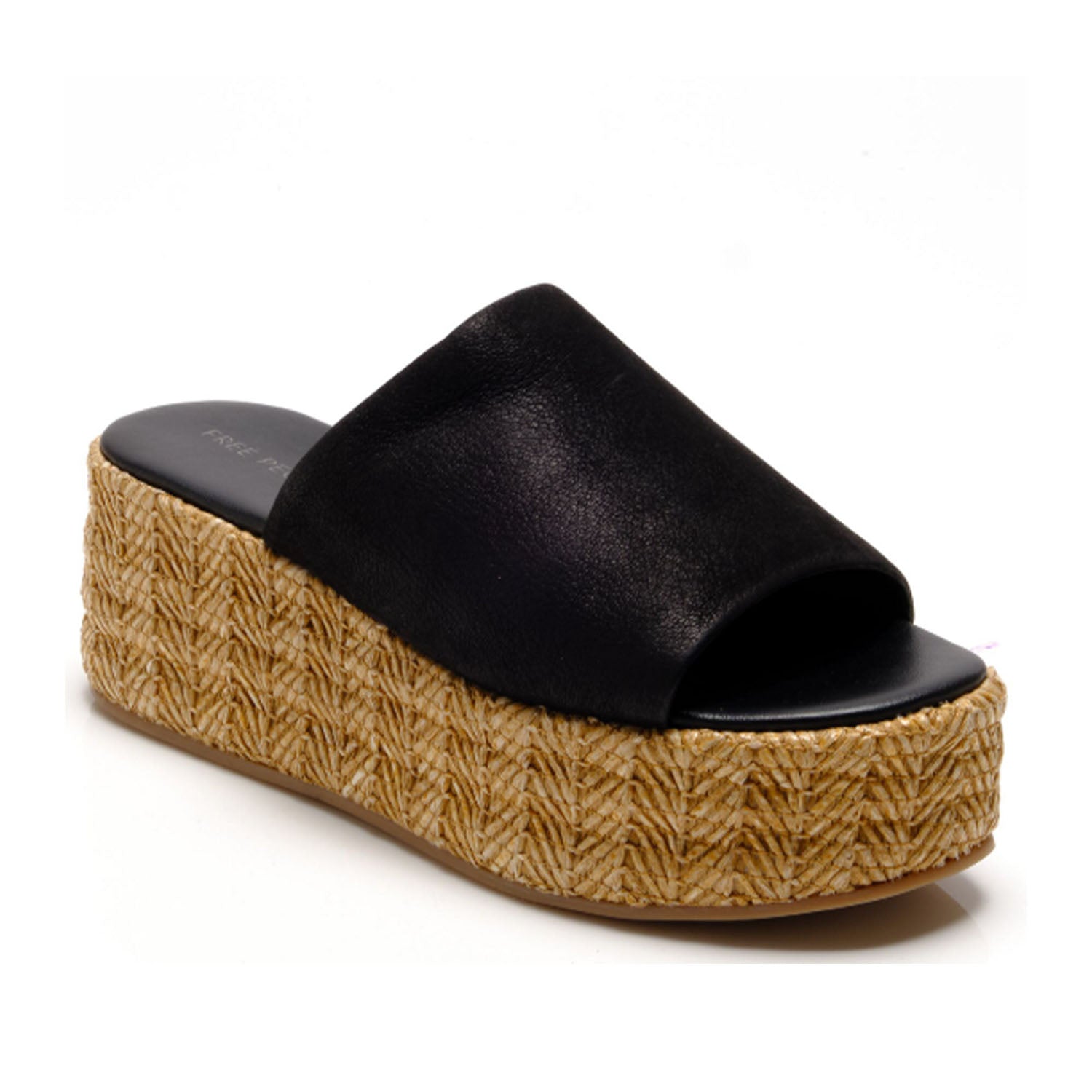 Free People Women's Harbor Raffia Flatform in Black
