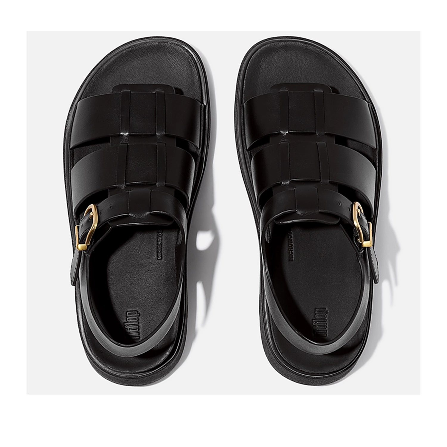 Sandales de pêcheur en cuir noir Fit Flop Gen-FF pour femmes