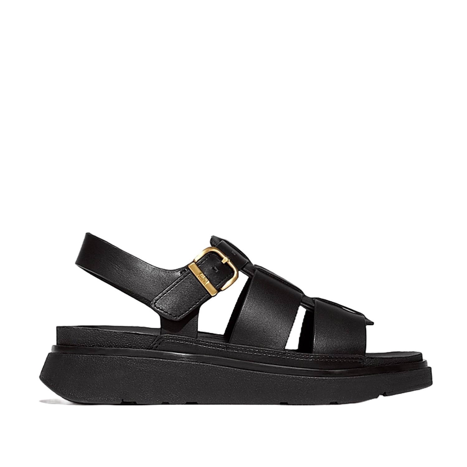 Sandales de pêcheur en cuir noir Fit Flop Gen-FF pour femmes