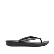 Fitflop Women's Iqushion Sparkle Ergonomic Flip Flop in Black