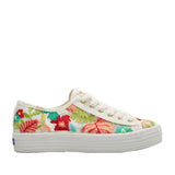 Keds Women's Triple Kick Tropical Embroidery in White/Coral