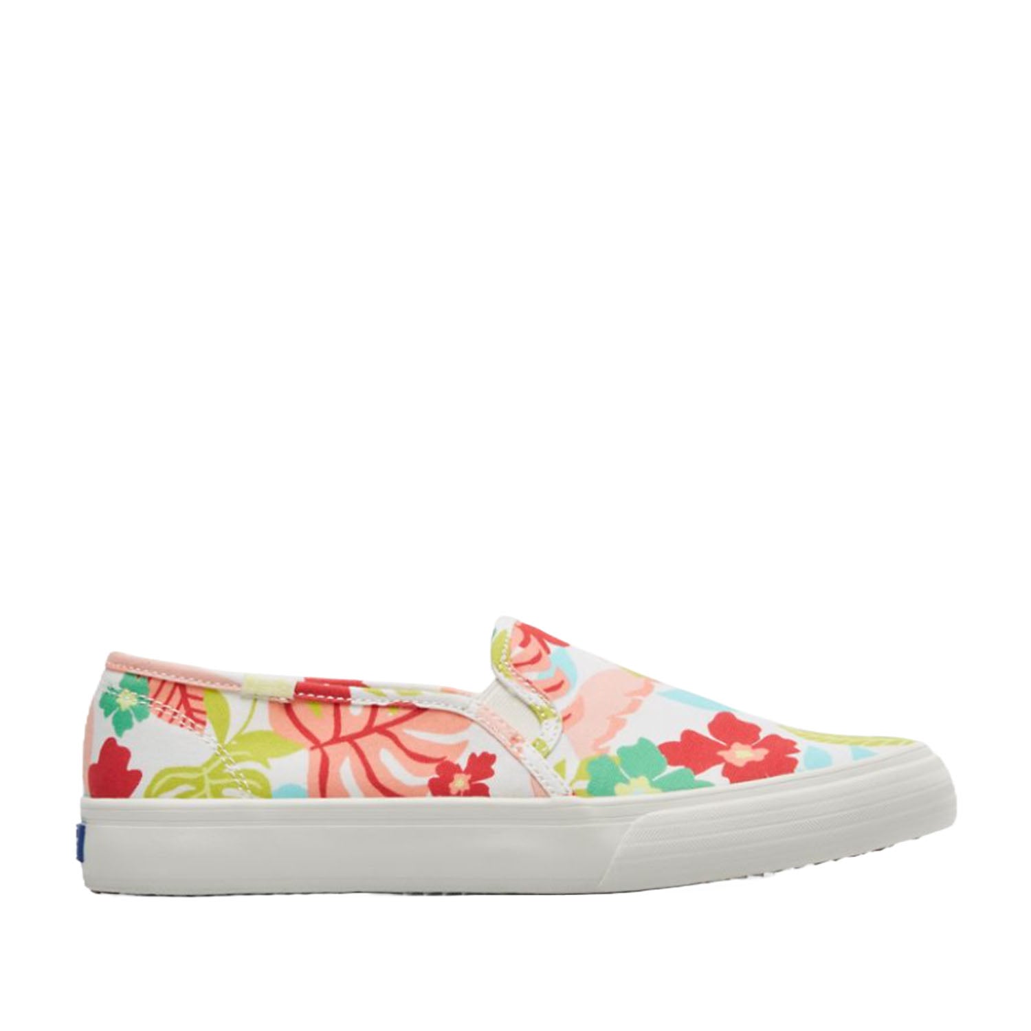Keds Women's Double Decker Tropical Print in White/Coral
