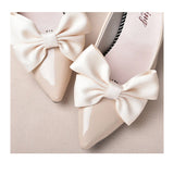 Kennie Rylie Satin Bow Shoe Clip in Cream