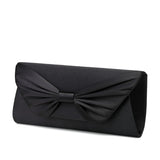 Kennie Rylie Satin Bow Clutch in Black