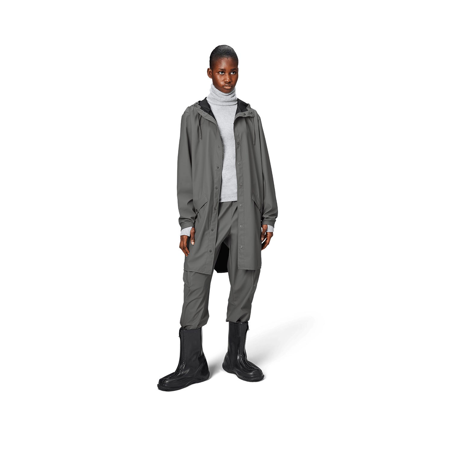 Rains Unisex Long Jacket W3 in Grey