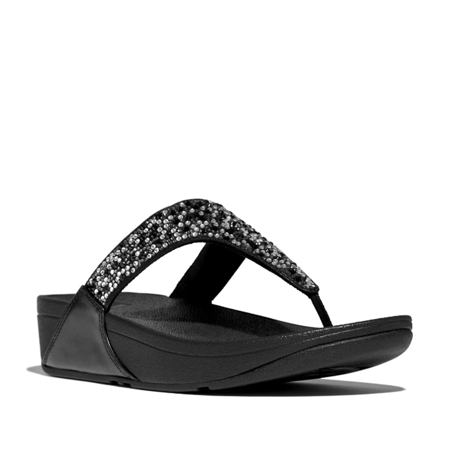 Fitflop Women's Lulu Crystal Toe Post Sandal in All Black