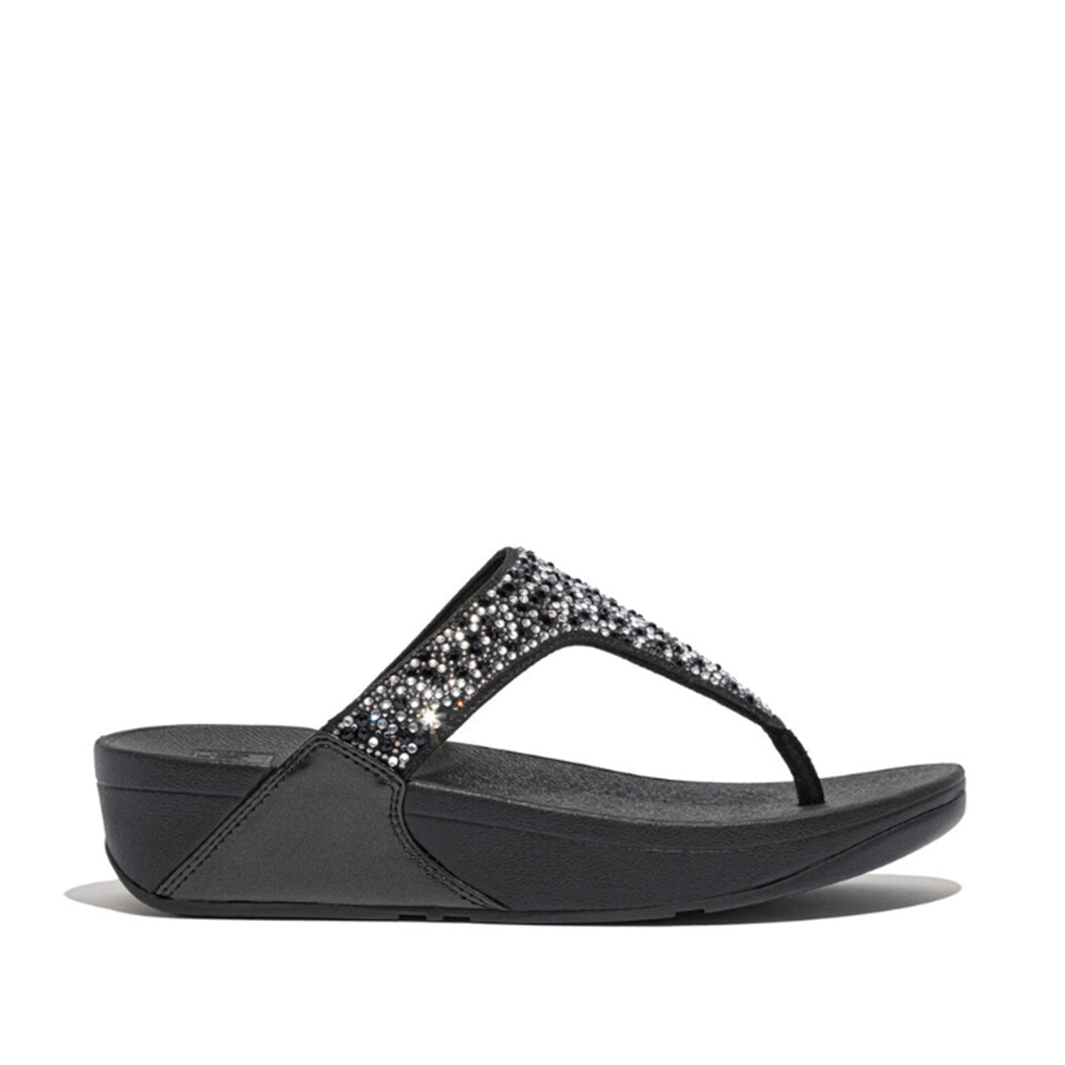 Fitflop Women's Lulu Crystal Toe Post Sandal in All Black