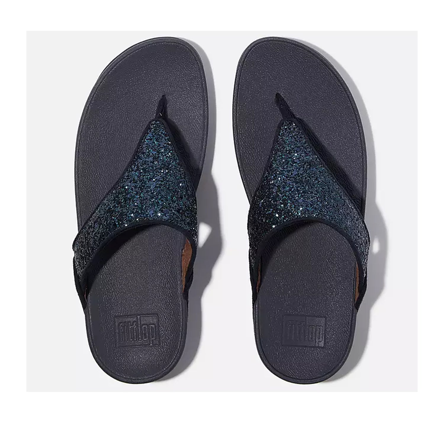 Fitflop Women's Lulu Glitter Toe Post Sandal in Midnight Navy