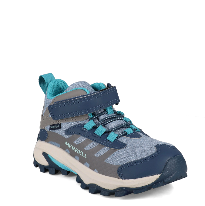 Merrell Kids' Unisex Moab Speed 2 Mid AC Wtprf in Stone/Blue/Turquoise