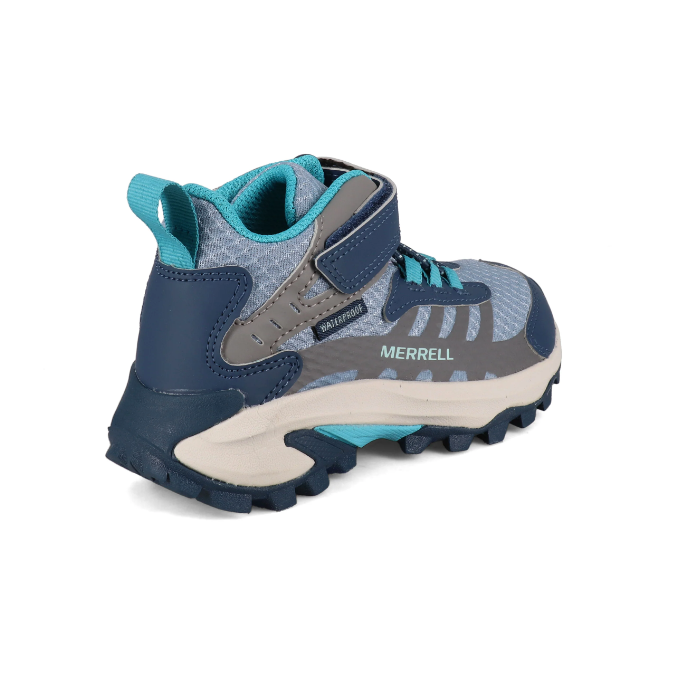 Merrell Kids Unisex Moab Speed 2 Mid AC Wtprf in Stone/Blue/Turquoise