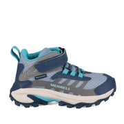 Merrell Kids' Unisex Moab Speed 2 Mid AC Wtprf in Stone/Blue/Turquoise