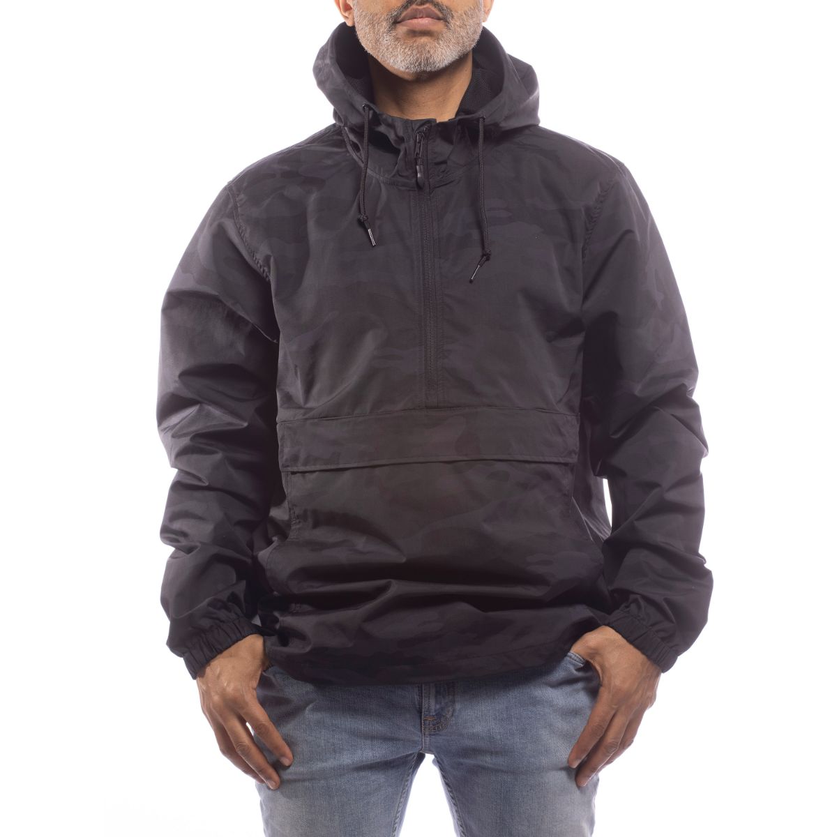 Made For The People Anorak Upcycled Rain Jacket in Black Camo
