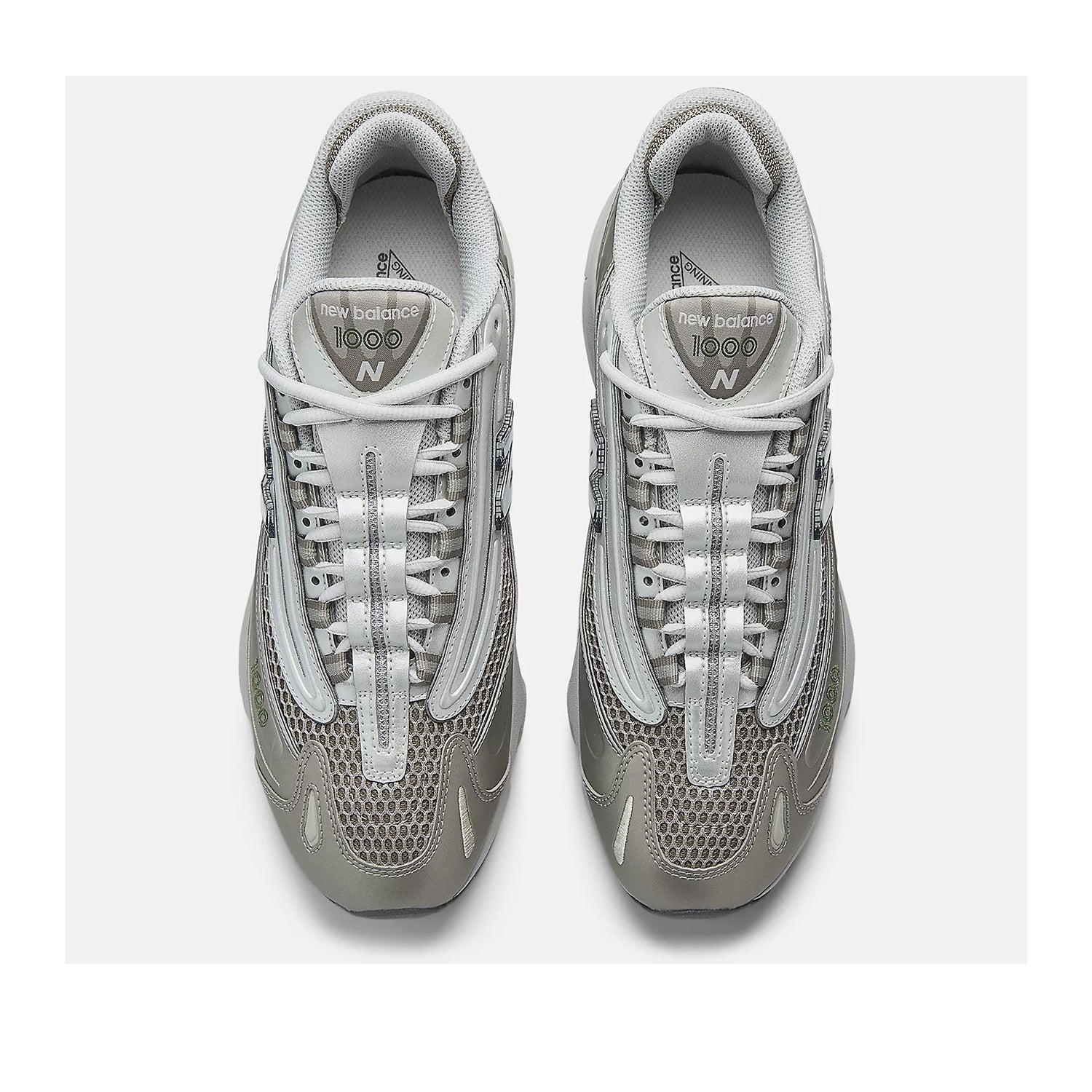 New Balance Unisex 1000 in Arid Stone with Light Silver Metallic and Dark Alpine Green