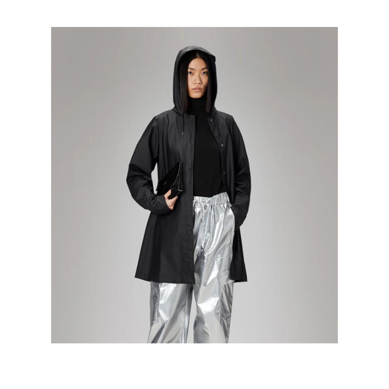 Veste Rains pour femme, coupe trapèze, noire