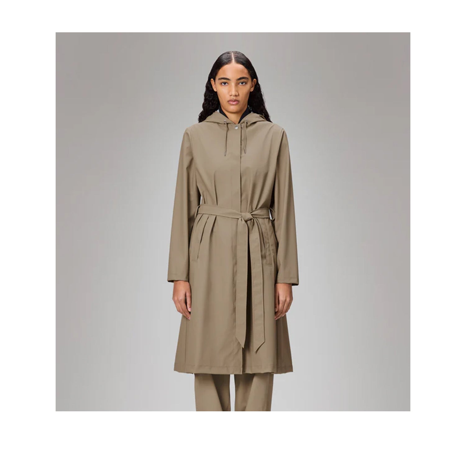 Rains Women's A-Line Longer Jacket W3 in Beige