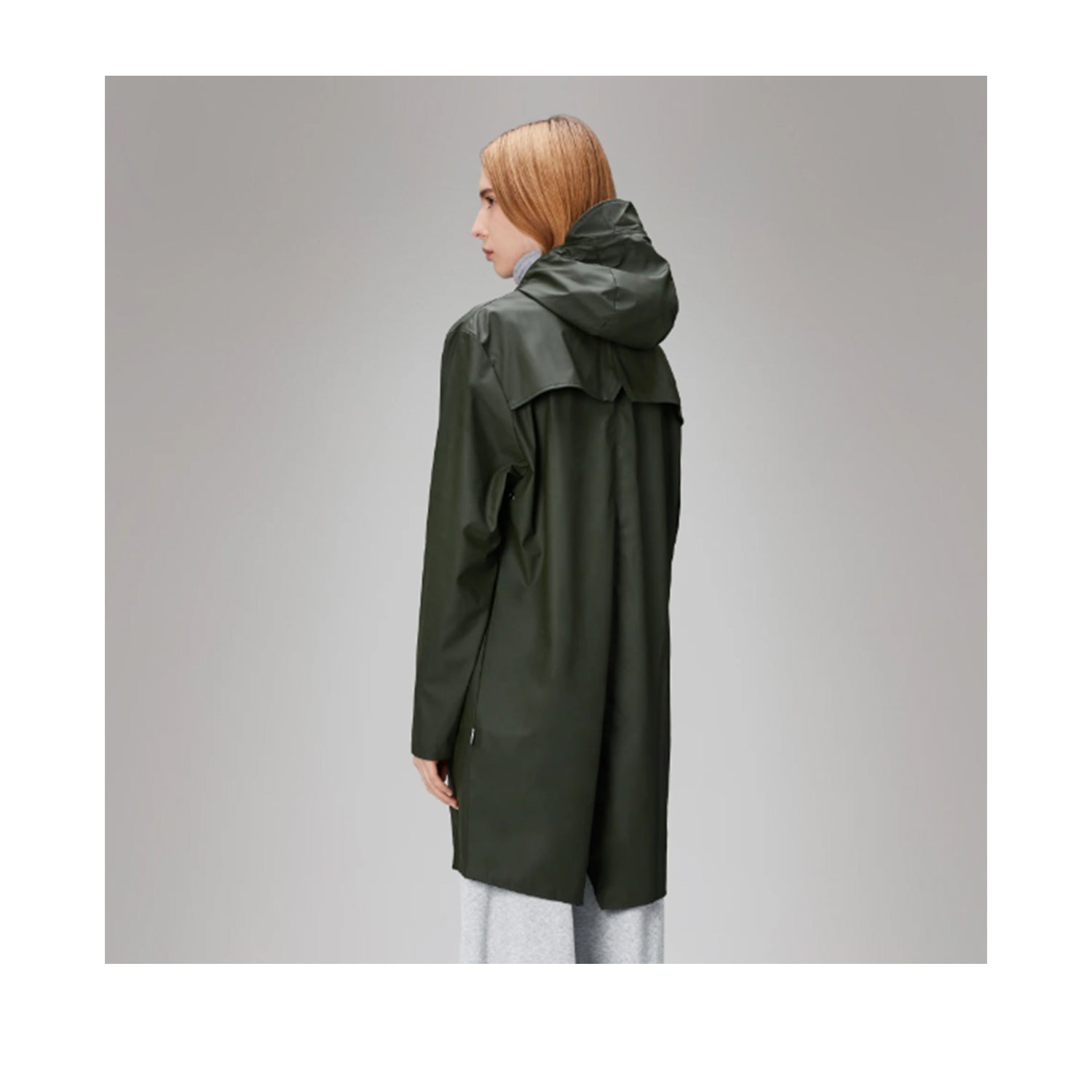 Veste longue unisexe Rains W3 verte
