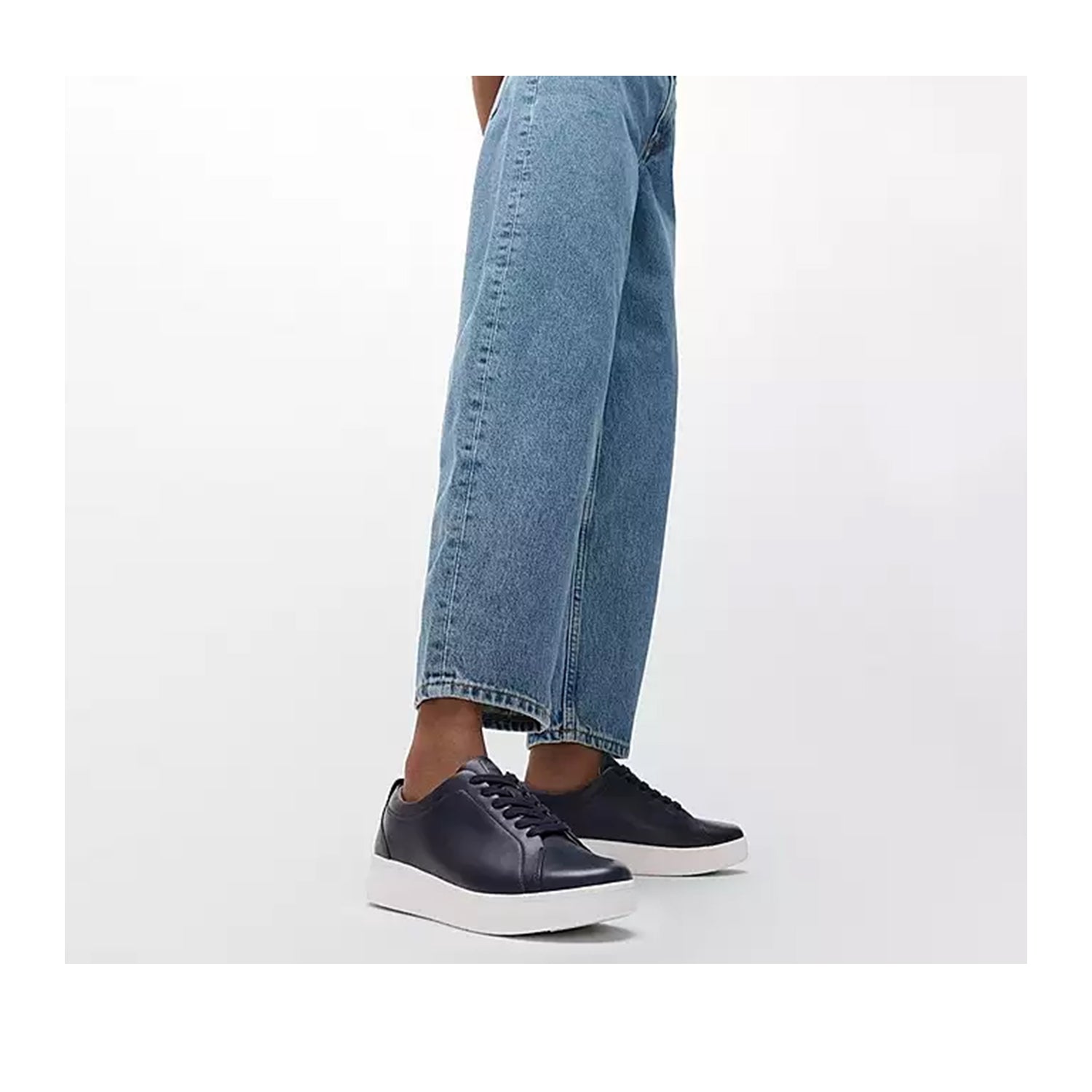 Fitflop Women's Rally Leather Sneaker in Midnight Navy