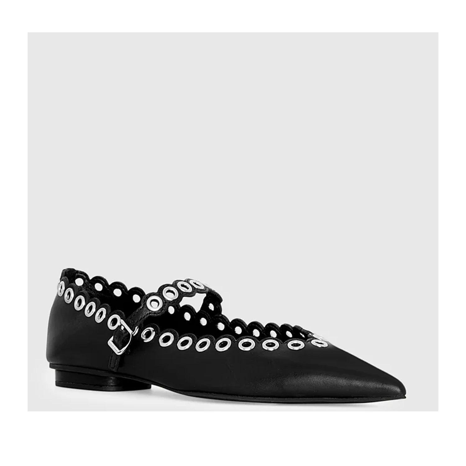 Rebecca Minkoff Women's Milan Grommet Mary Jane in Black/Silver