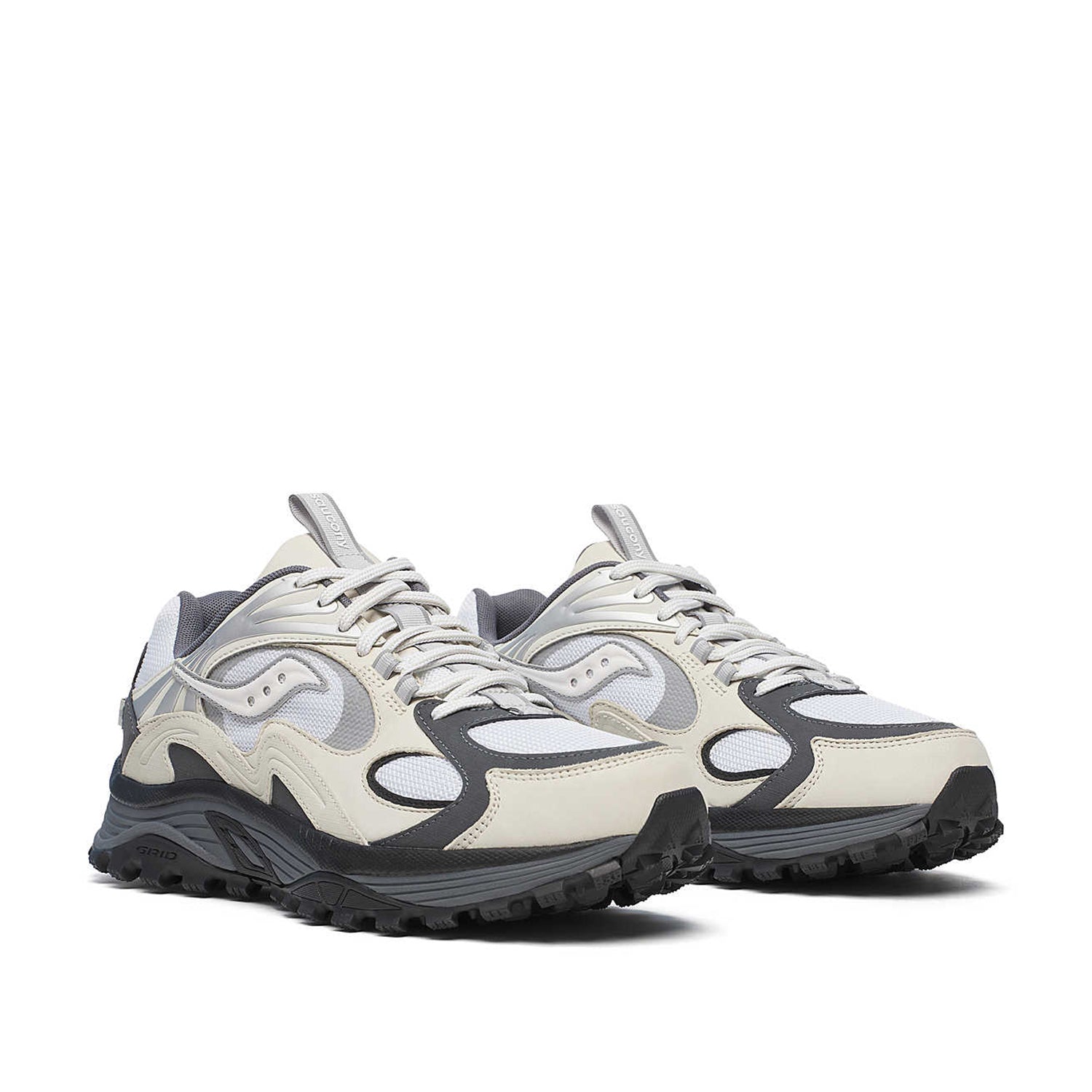 Saucony Unisex Grid Aura X in White/Silver