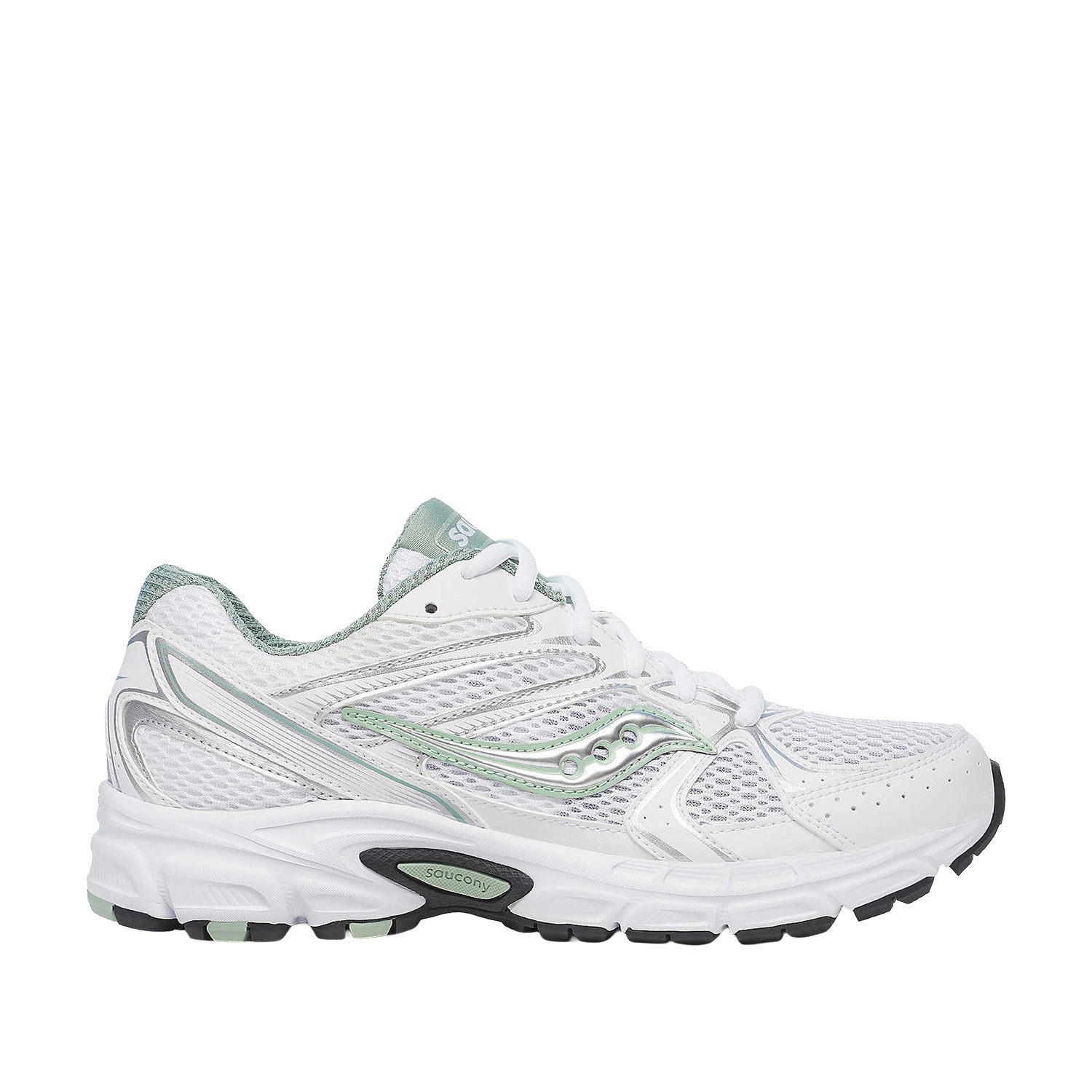 Chaussures de cyclisme Saucony Ride Millennium unisexes, coloris blanc/sauge