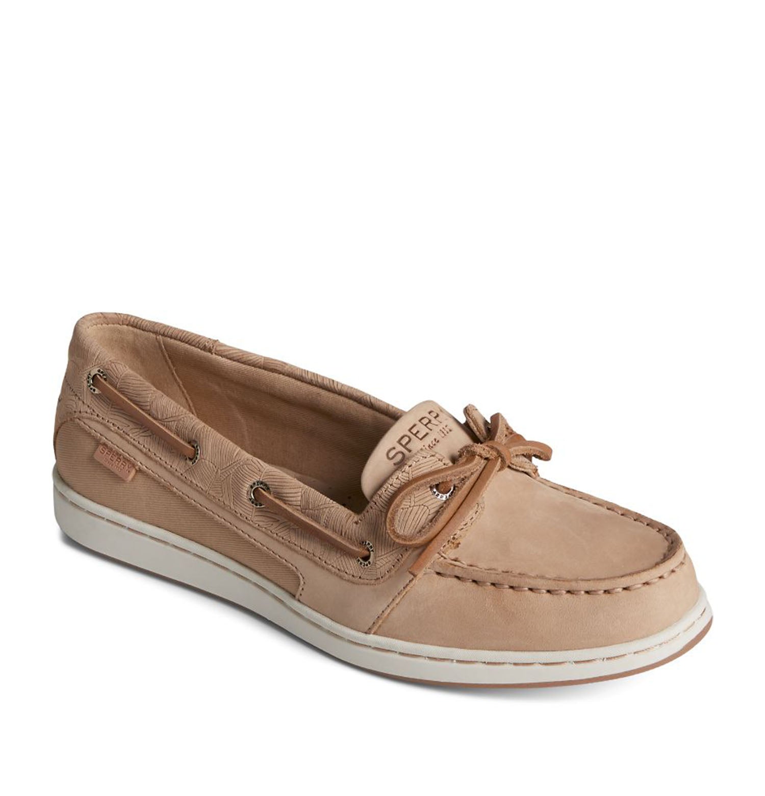 Chaussure bateau Sperry pour femme, modèle Starfish à un œillet, couleur beige.