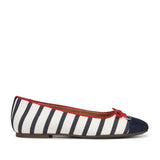 Vionic Women's Klara Ballet Flat in Navy/White Stripes, 5 US