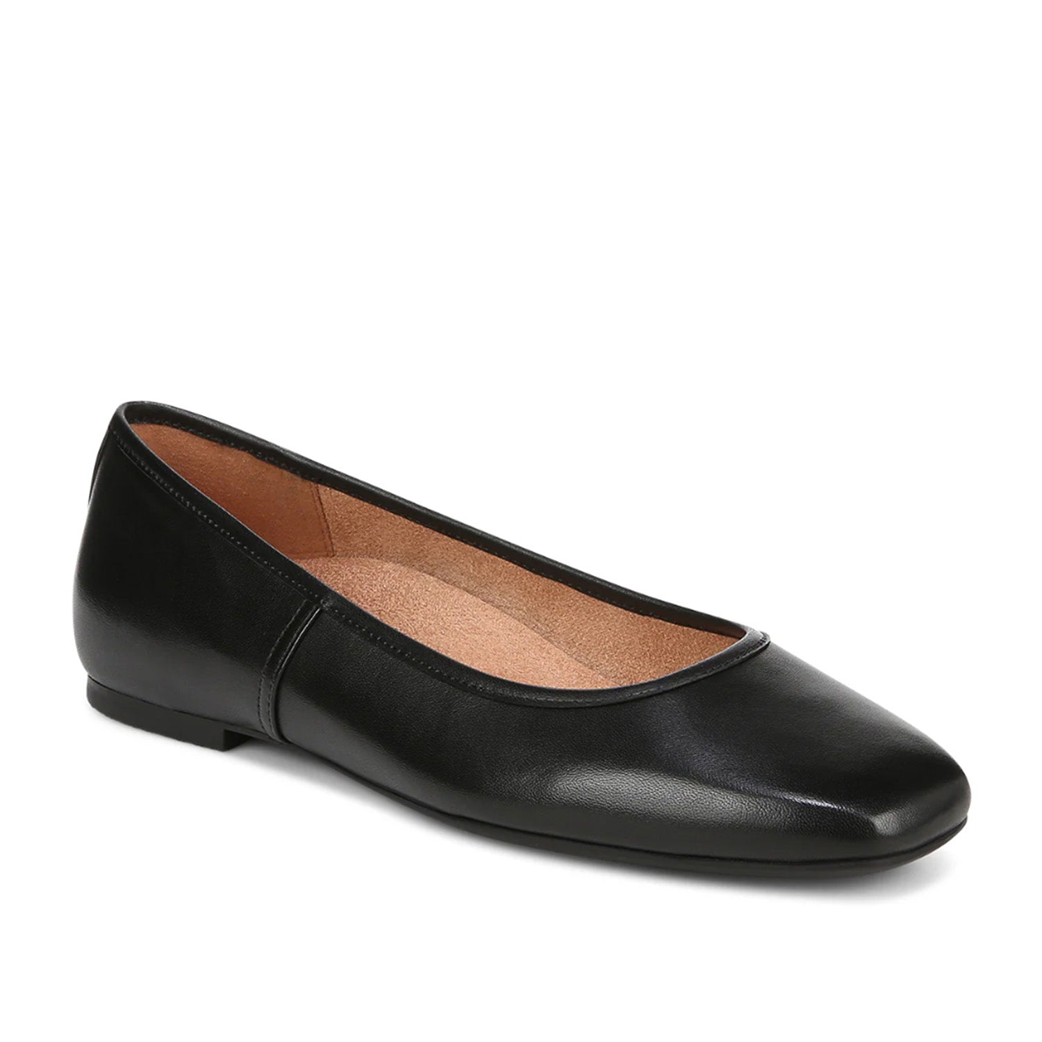 Vionic Women's Orinda Square Toe Ballet Flat in Black, 6 US